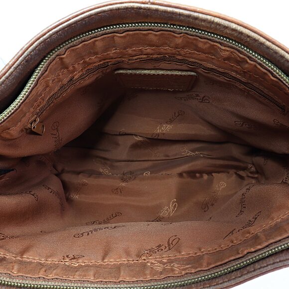 Fossil Brown Pebbled Leather Shoulder Bag Zip Closure Purse with Key Charm 75082 - Picture 7 of 12
